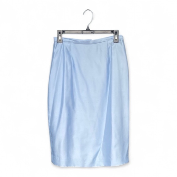 Silk Sky Blue Pencil Skirt - Picture 1 of 5